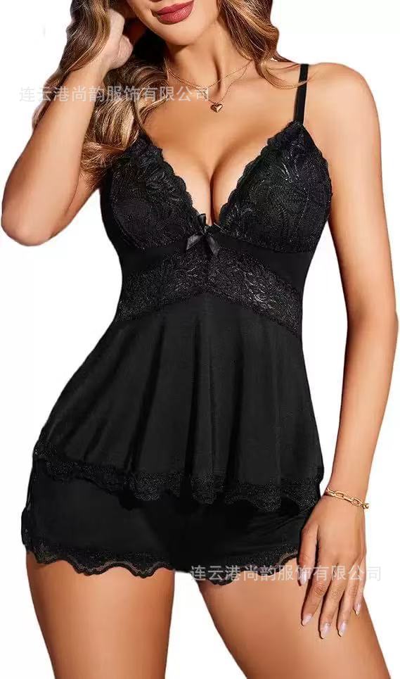 Lace-Trim Strappy Underwear Set
