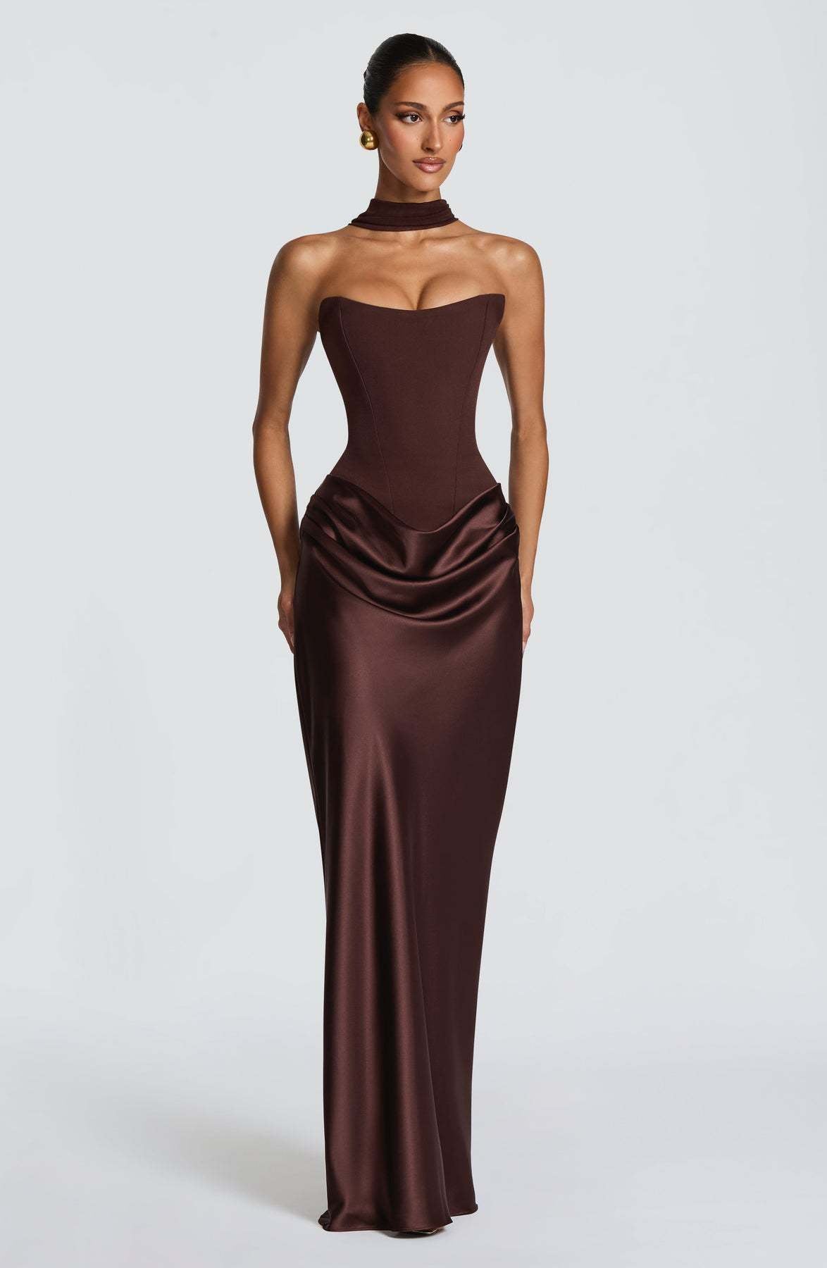 Sleek Solid-Color Evening Dress