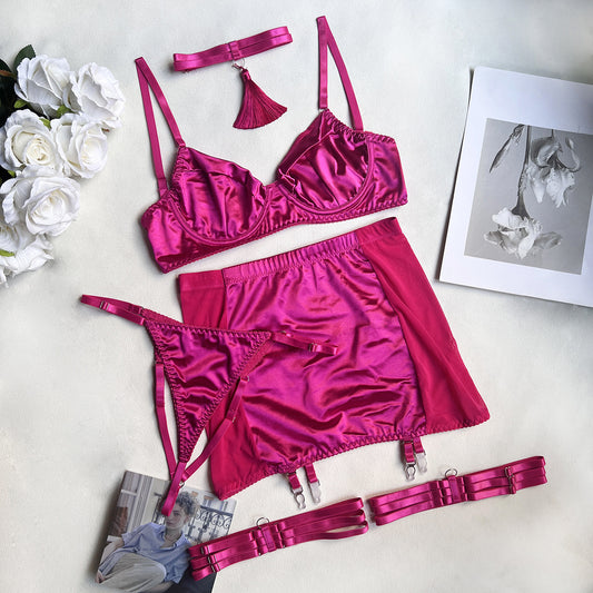 Fringed Mesh Bra & Skirt Lingerie Set