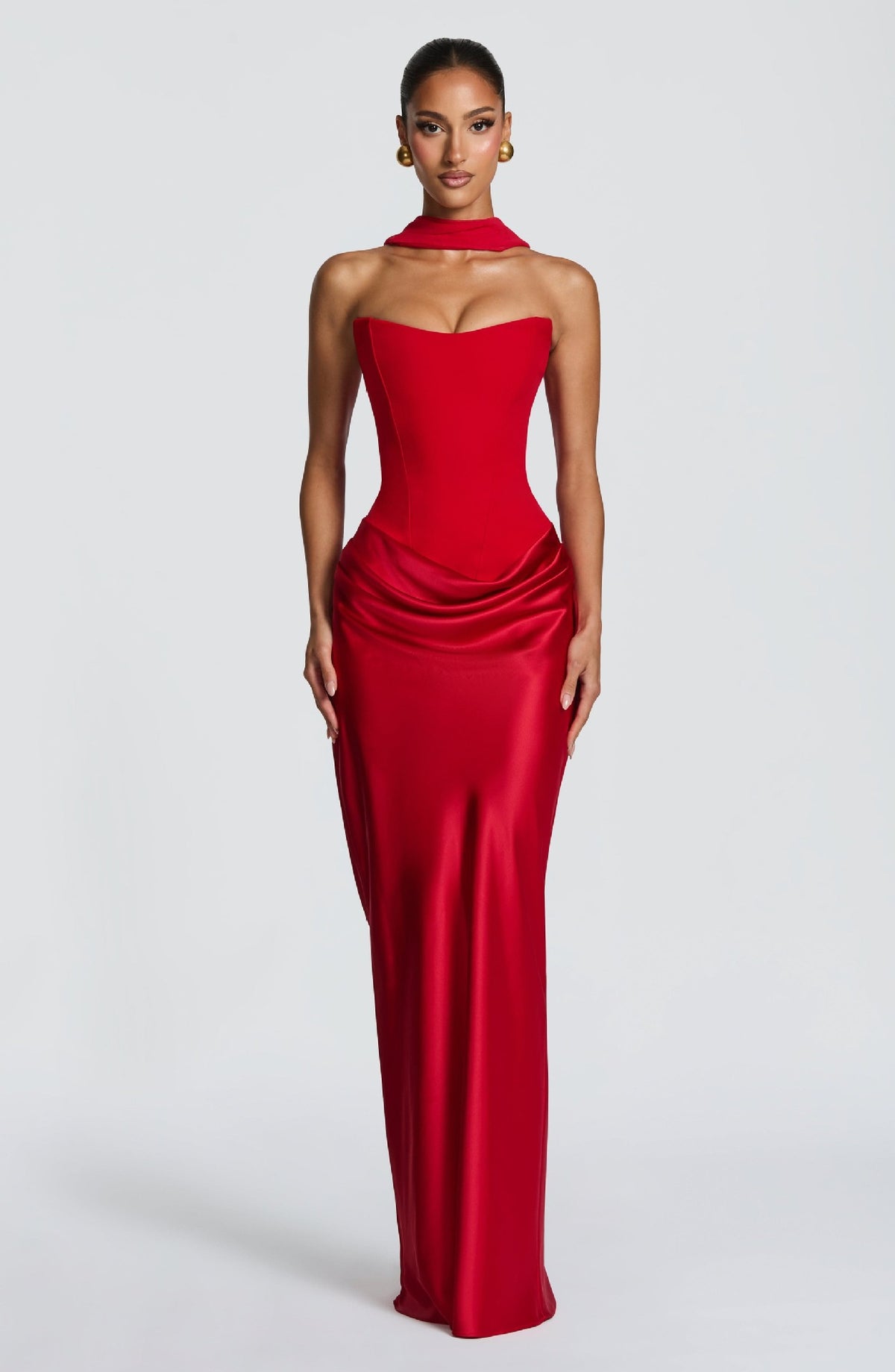 Sleek Solid-Color Evening Dress