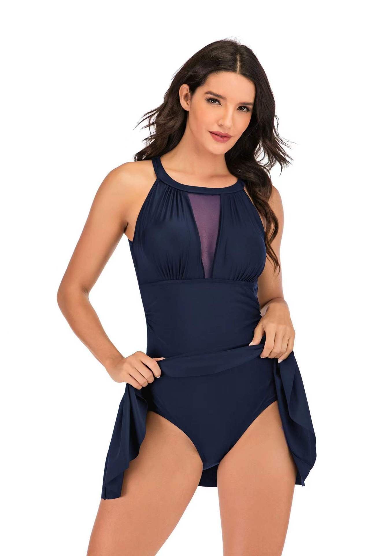Lace Mesh One-Piece Swimsuit – Plus Size