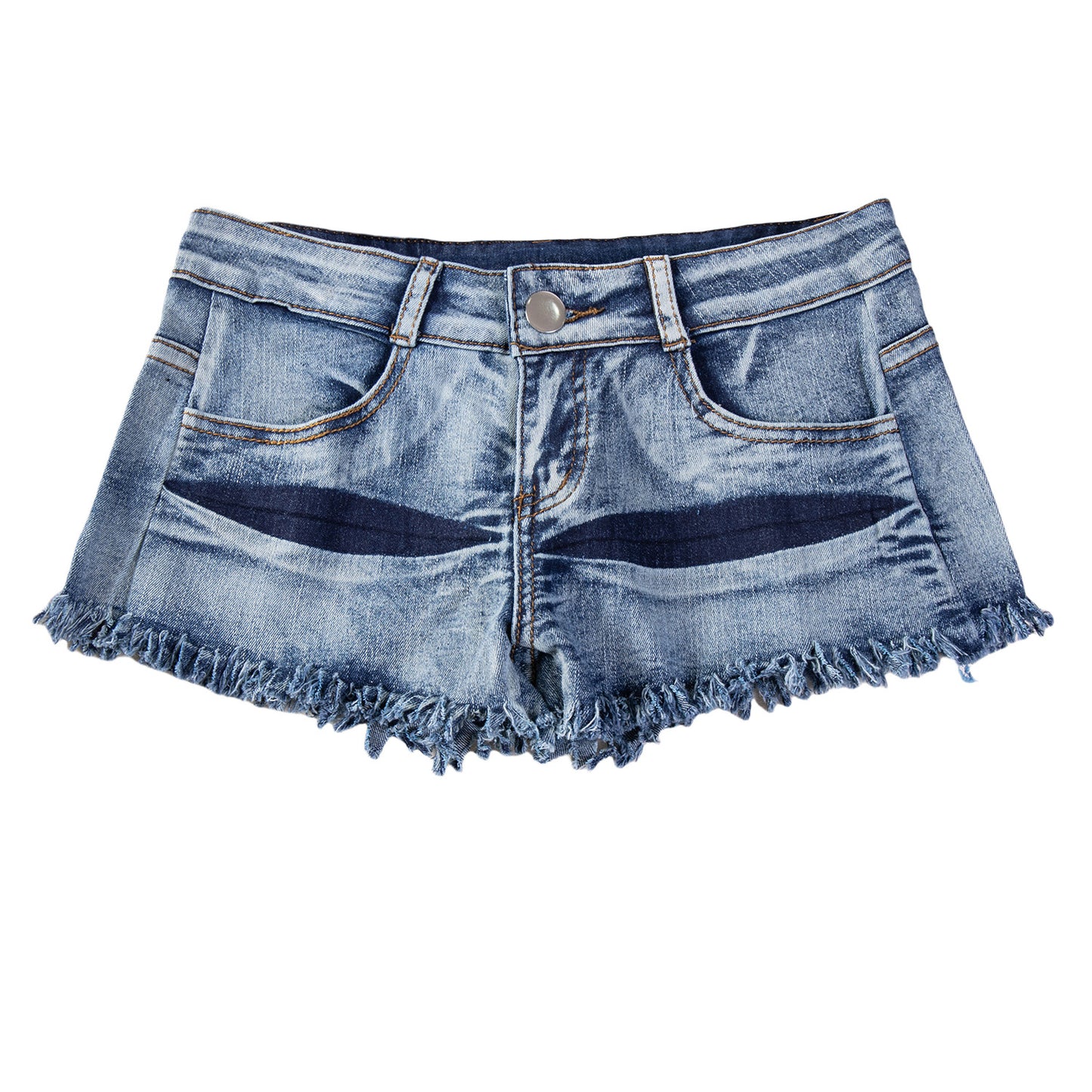 Low-Rise Frayed Denim Hot Pants